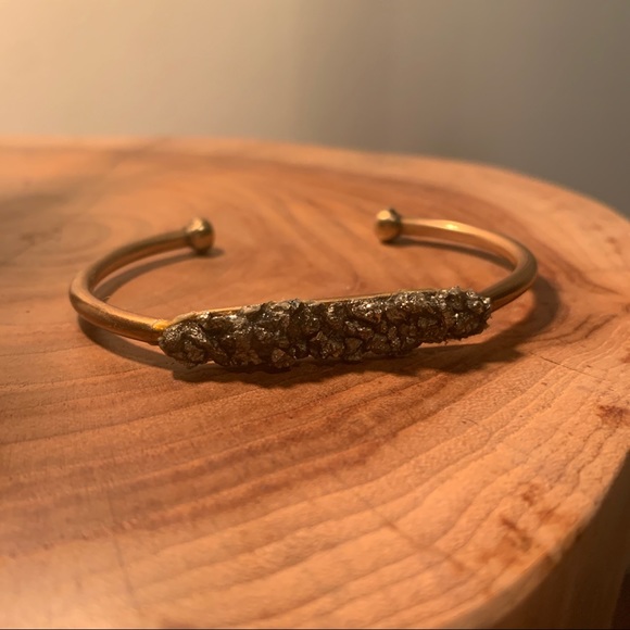 Pyrite Druzy Cuff Bracelet